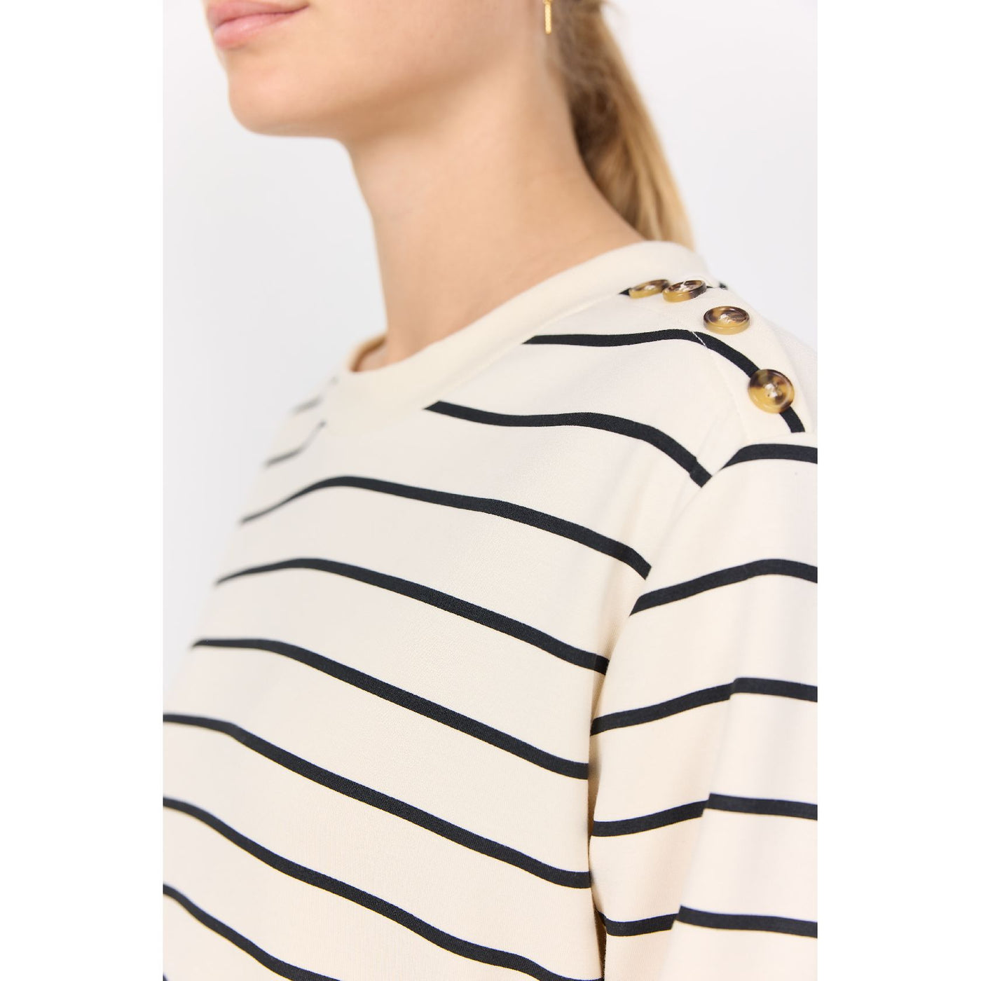 Barni Striped Sweater w/ Button Detail