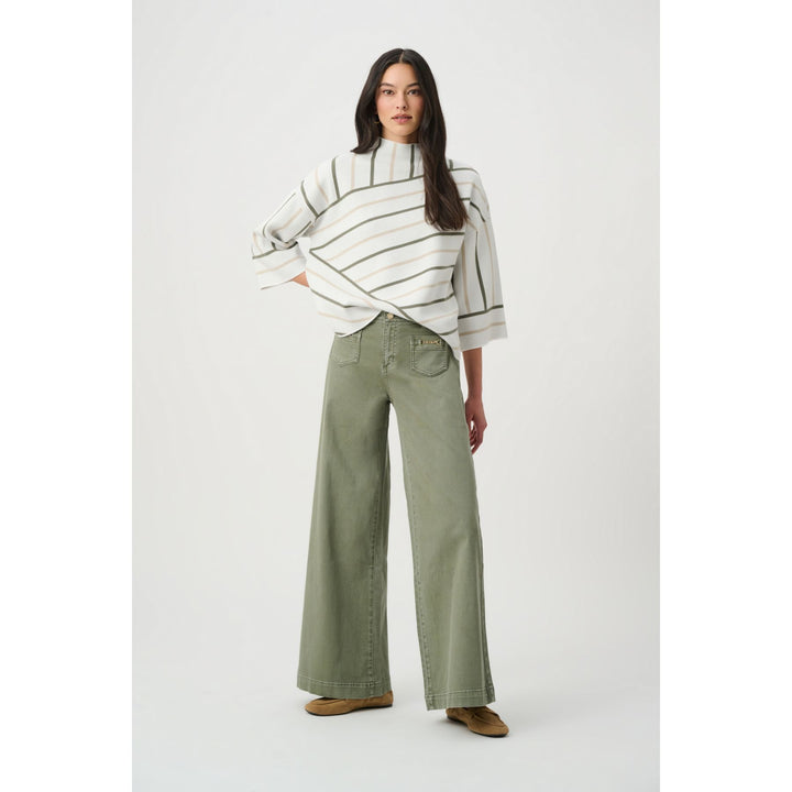 Abstract Stripe Mock Neck Sweater