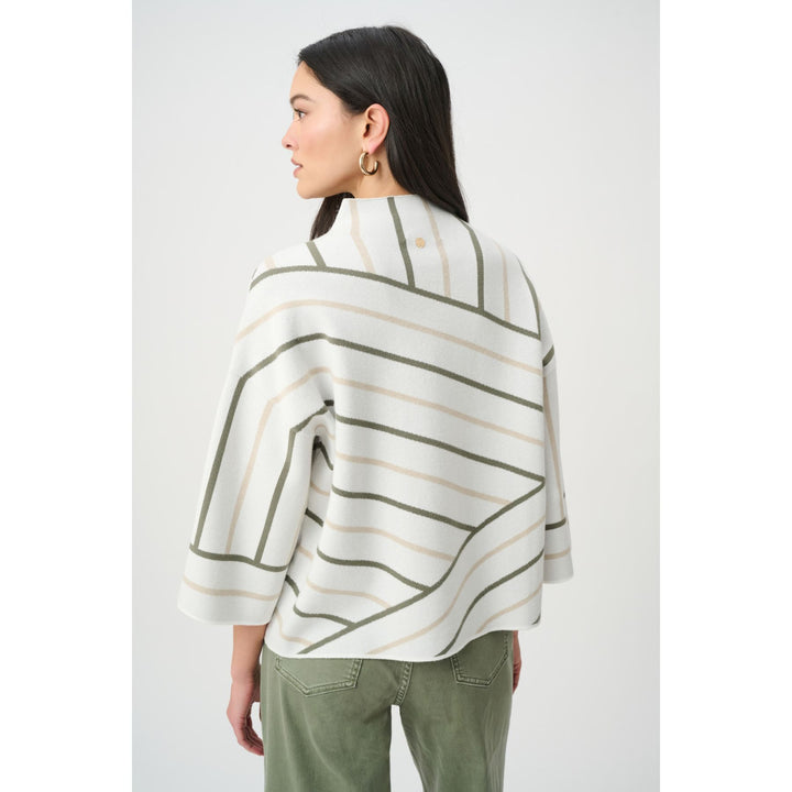 Abstract Stripe Mock Neck Sweater