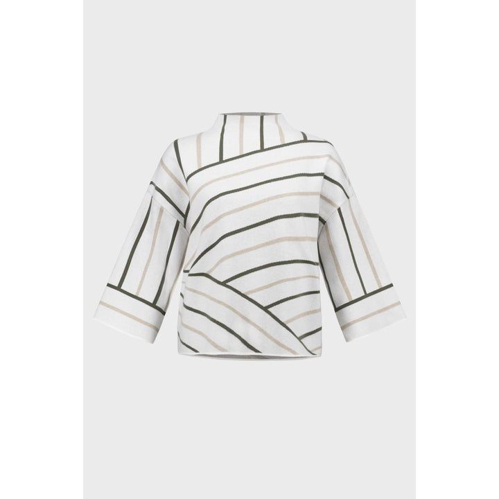 Abstract Stripe Mock Neck Sweater