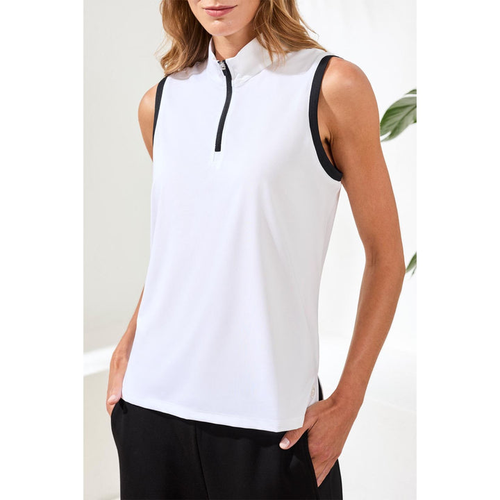 Sleeveless Zip Mock Neck Tech Top