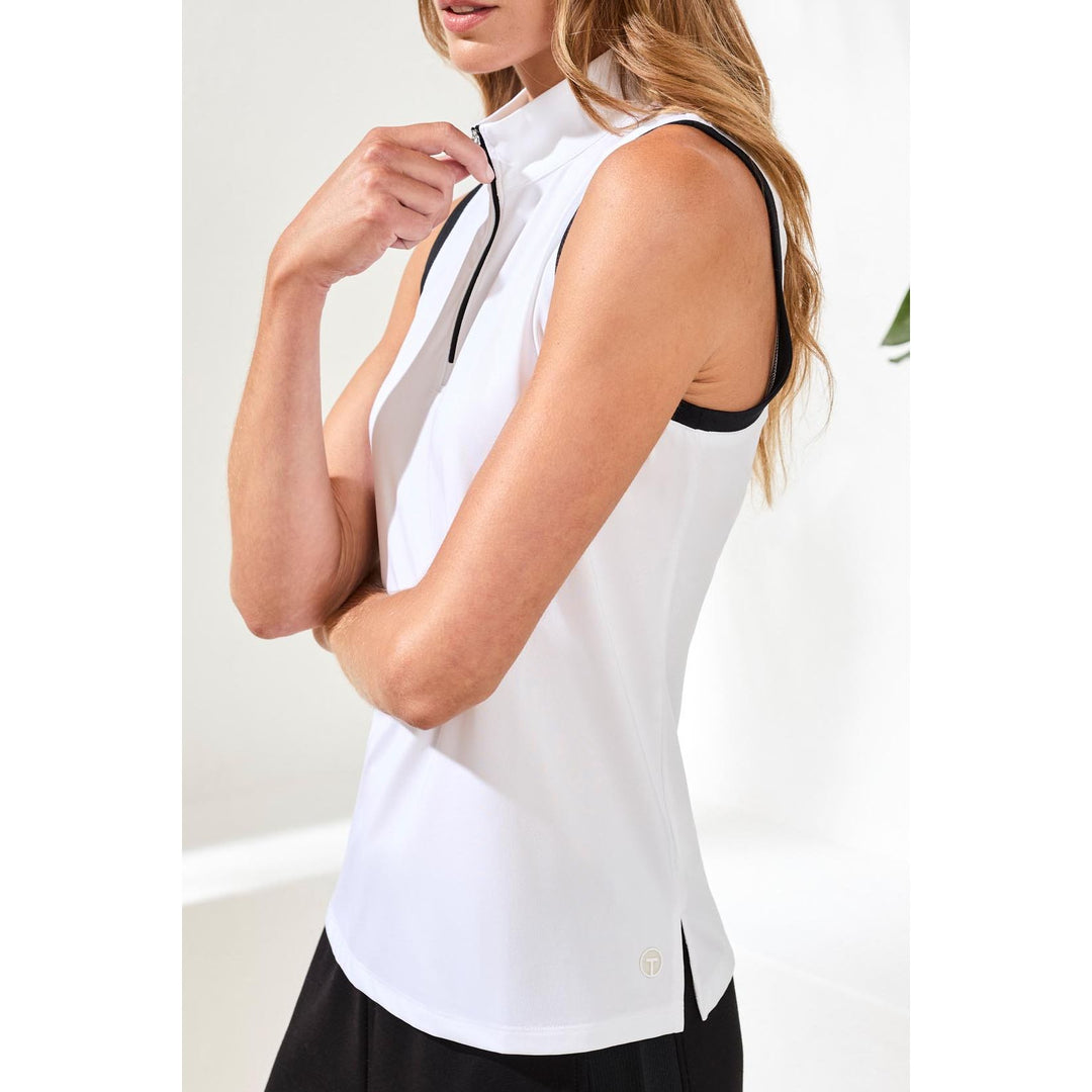 Sleeveless Zip Mock Neck Tech Top