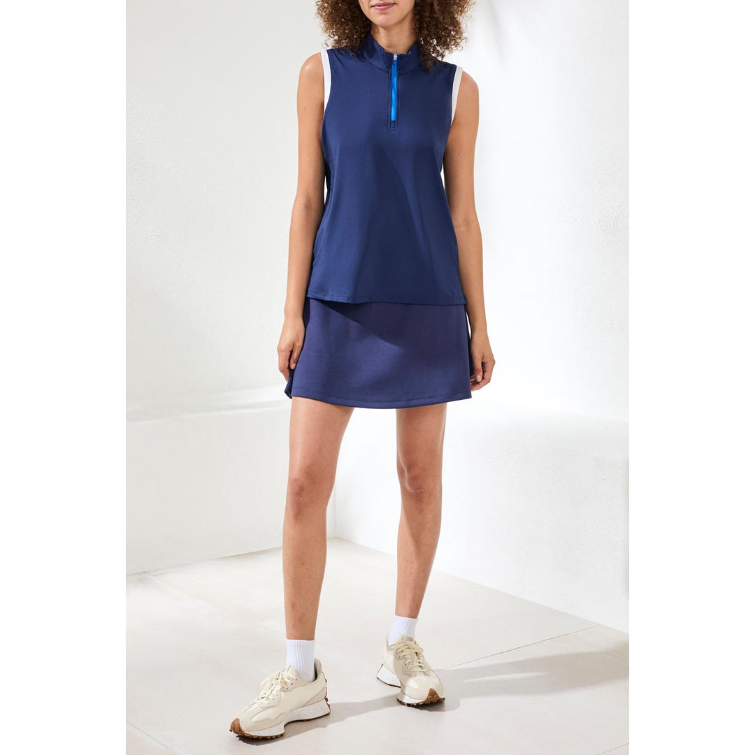 Sleeveless Zip Mock Neck Tech Top