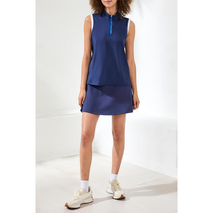 Sleeveless Zip Mock Neck Tech Top
