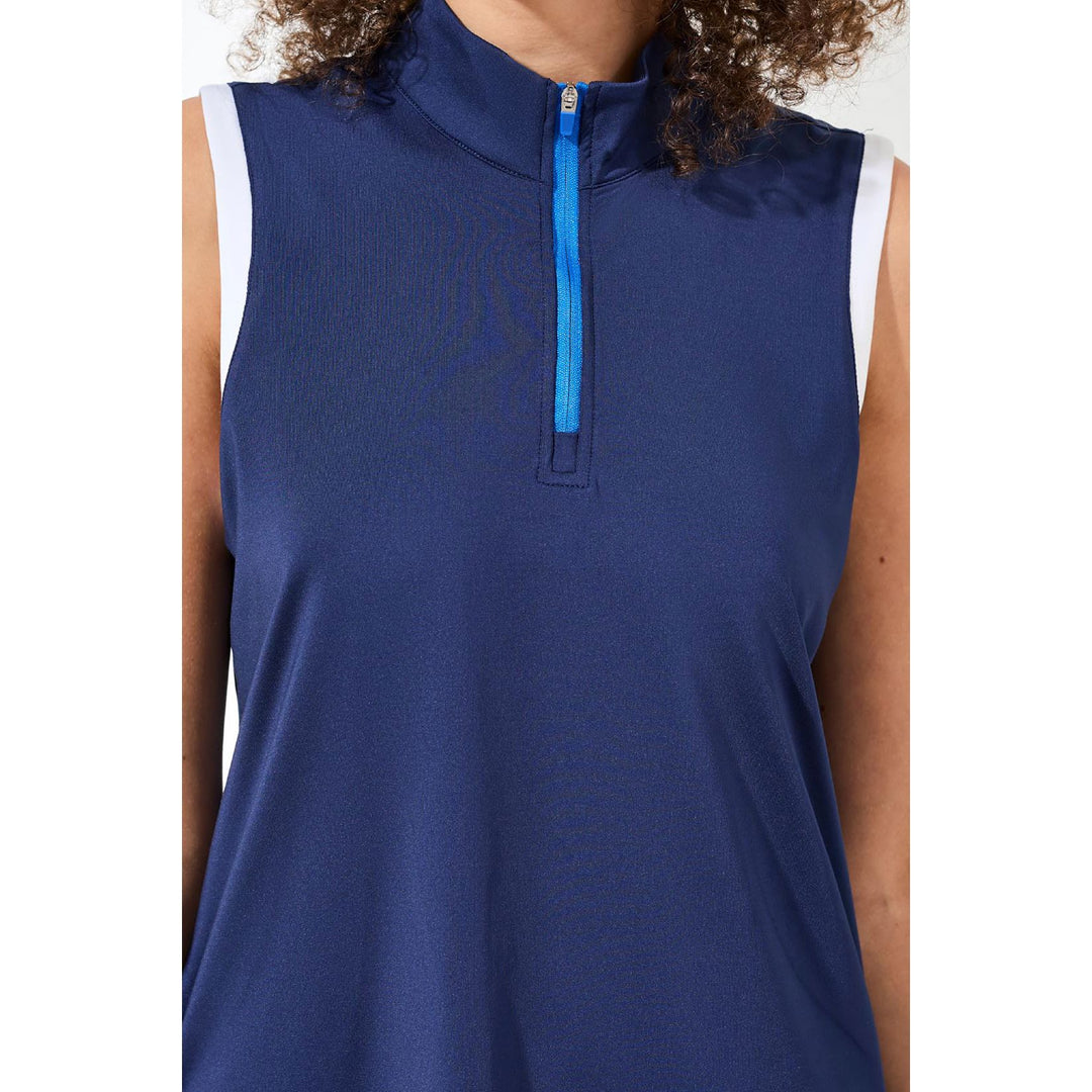 Sleeveless Zip Mock Neck Tech Top