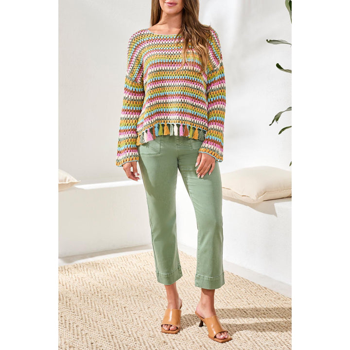 Long Bell Sleeve Sweater w/ Tassels