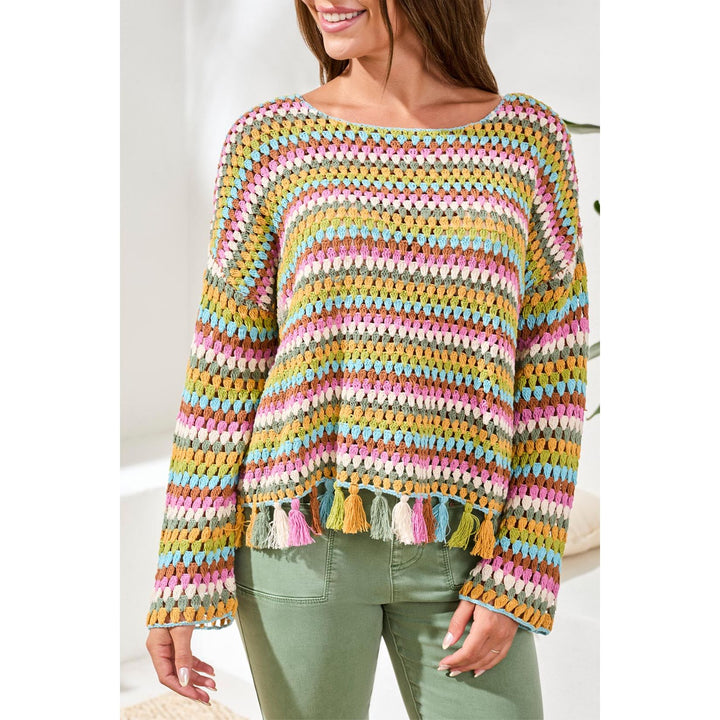 Long Bell Sleeve Sweater w/ Tassels