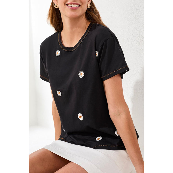 S/S Crew Neck Top w/ Embroidery