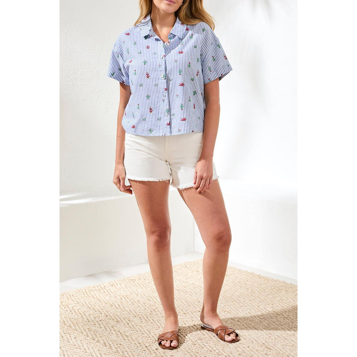 S/S Button Front Blouse