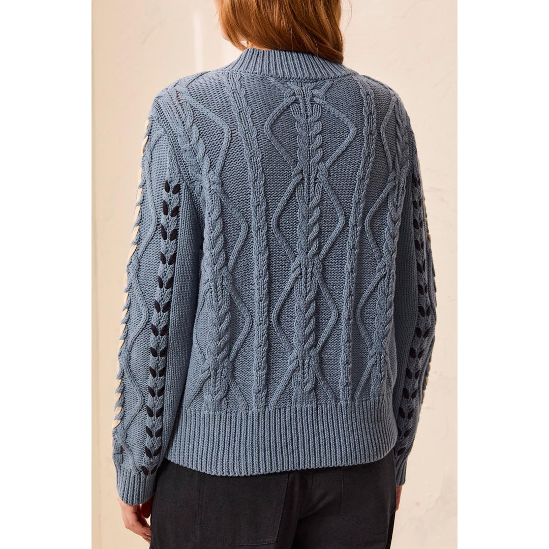 L/S Mock Cable Detail Neck Sweater