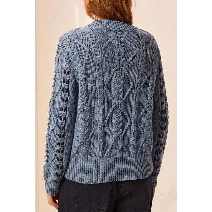 L/S Mock Cable Detail Neck Sweater