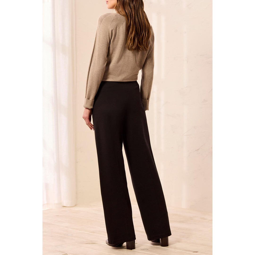 Signature Luxury Twill Wide Leg Button Detail Pull-On Pant