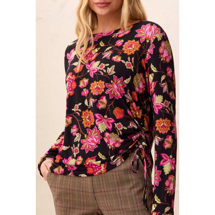 Ultra-Soft L/S Crew Neck Knit Top w/ Side Ruching