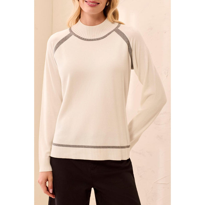 L/S Mock Neck Sweater w/ Tipping