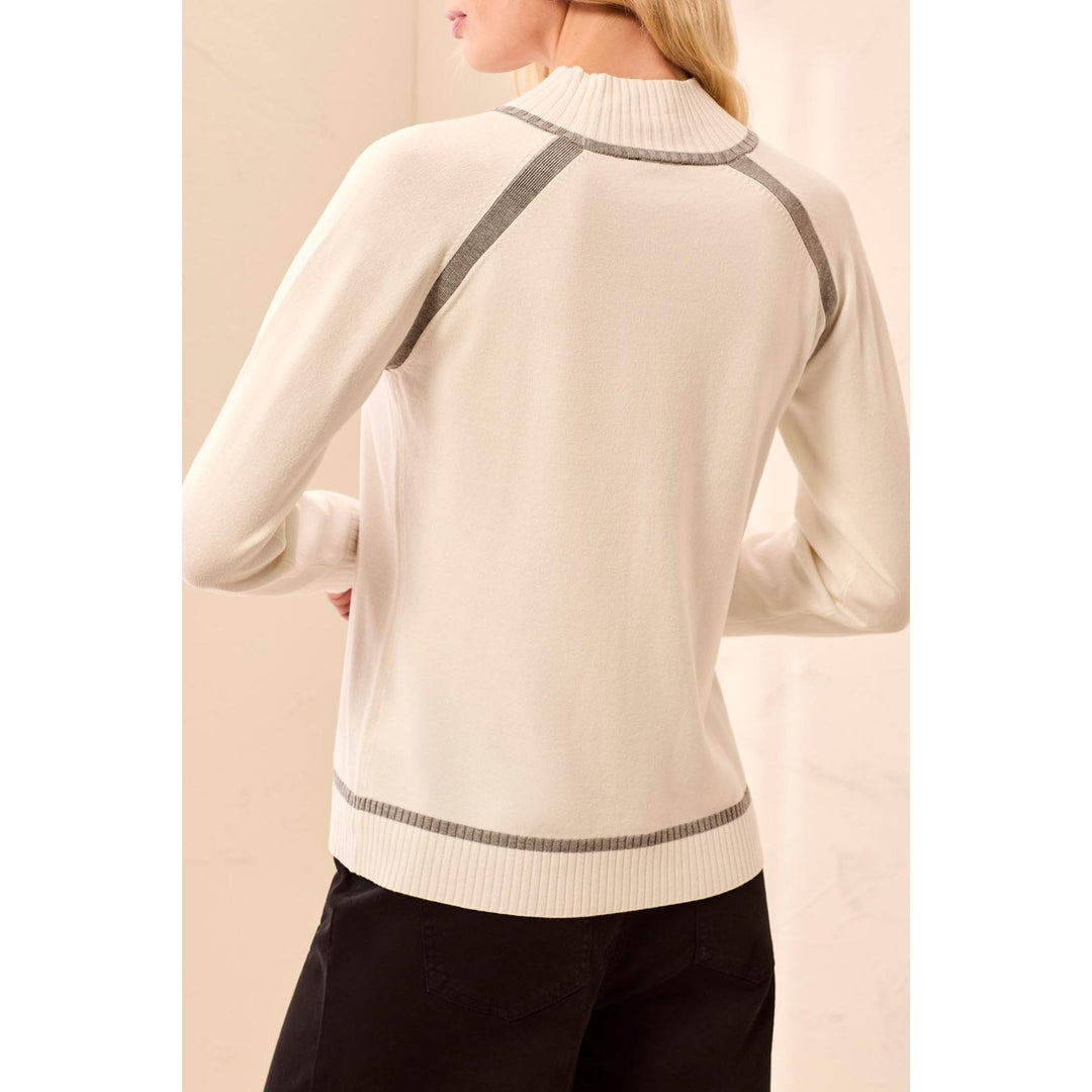L/S Mock Neck Sweater w/ Tipping