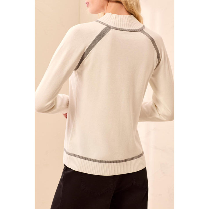 L/S Mock Neck Sweater w/ Tipping