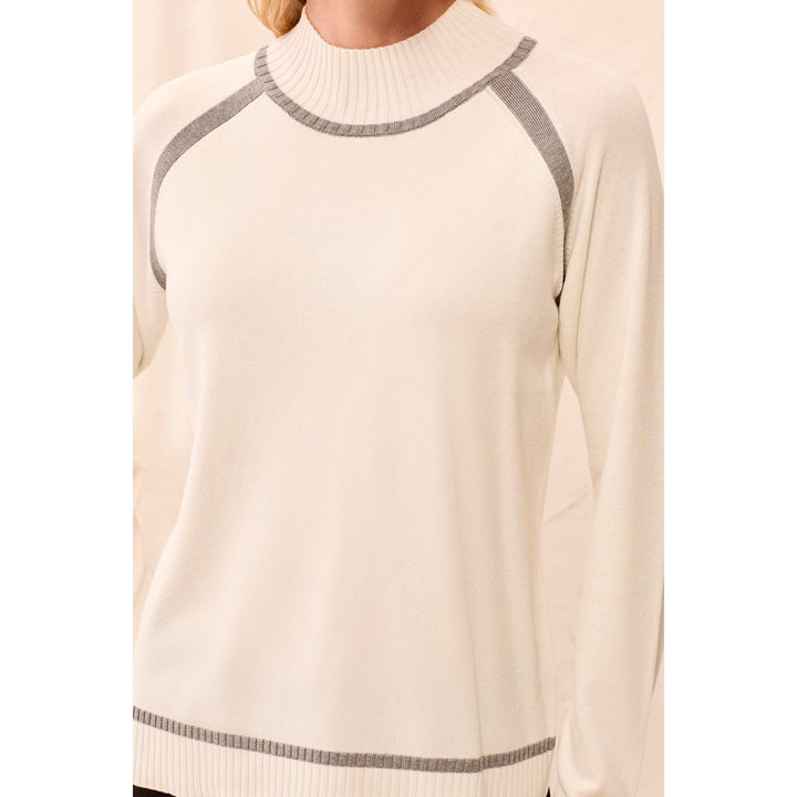 L/S Mock Neck Sweater w/ Tipping