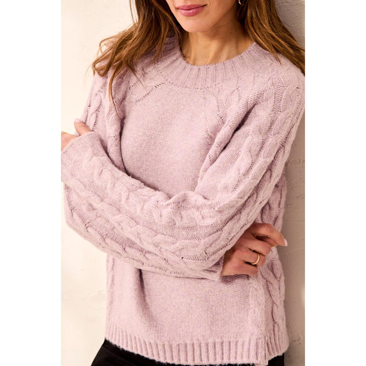 Crew Neck Sweater w/ Cable Detail