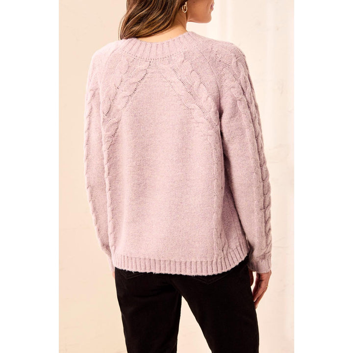 Crew Neck Sweater w/ Cable Detail
