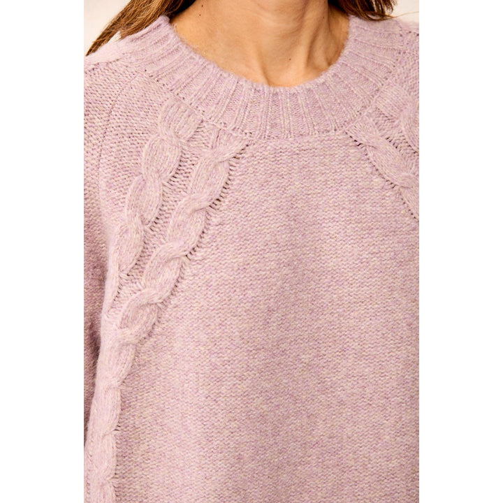 Crew Neck Sweater w/ Cable Detail