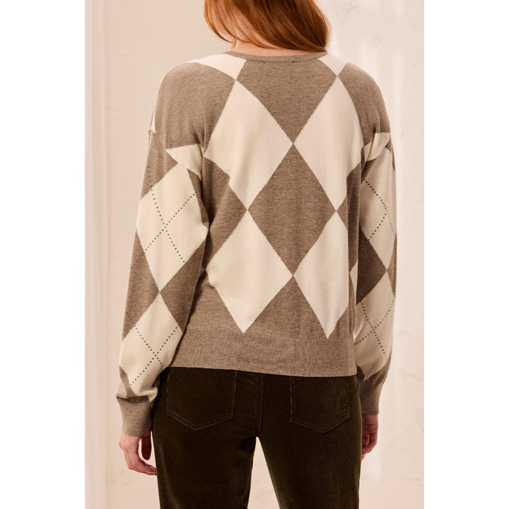 Crew Neck Sweater w/ Stud Detail