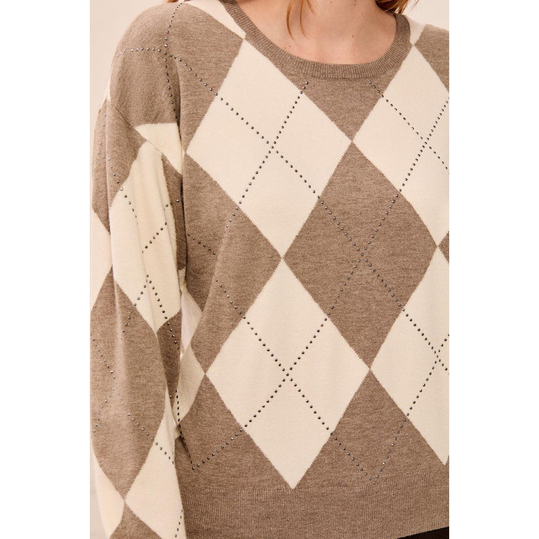 Crew Neck Sweater w/ Stud Detail