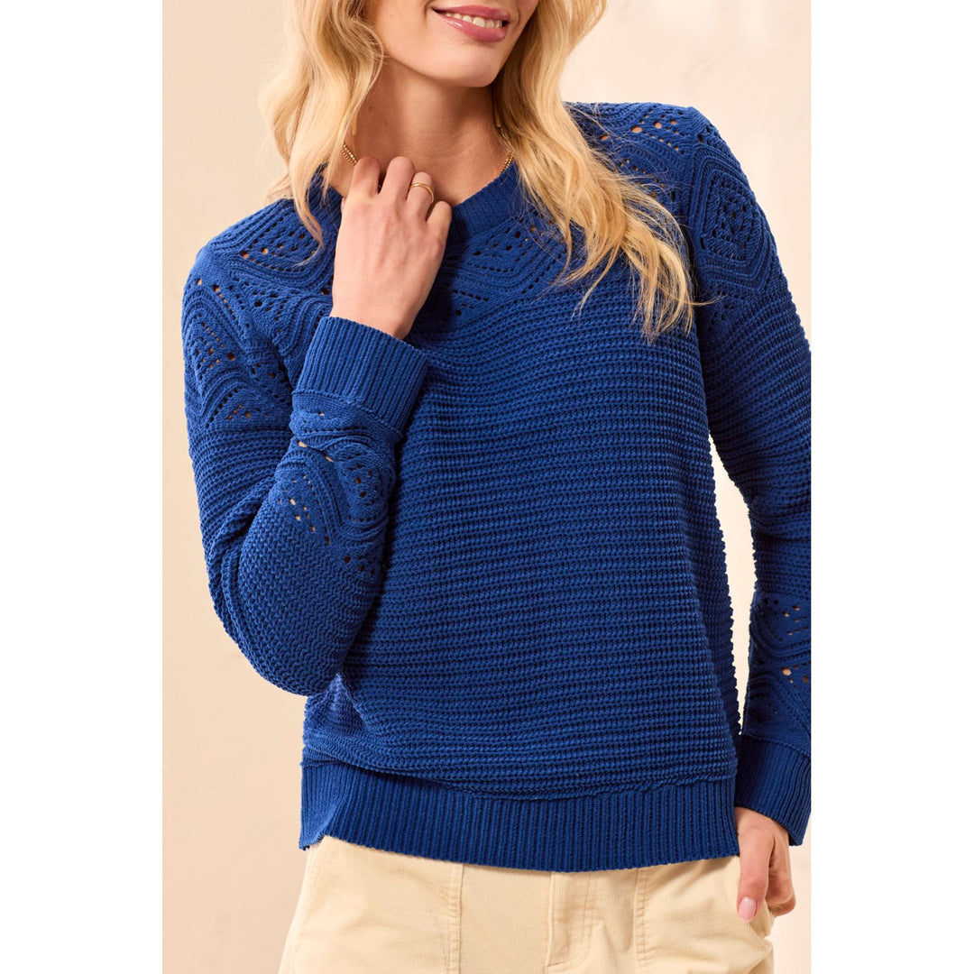L/S Crew Neck Sweater w/ Pointelle