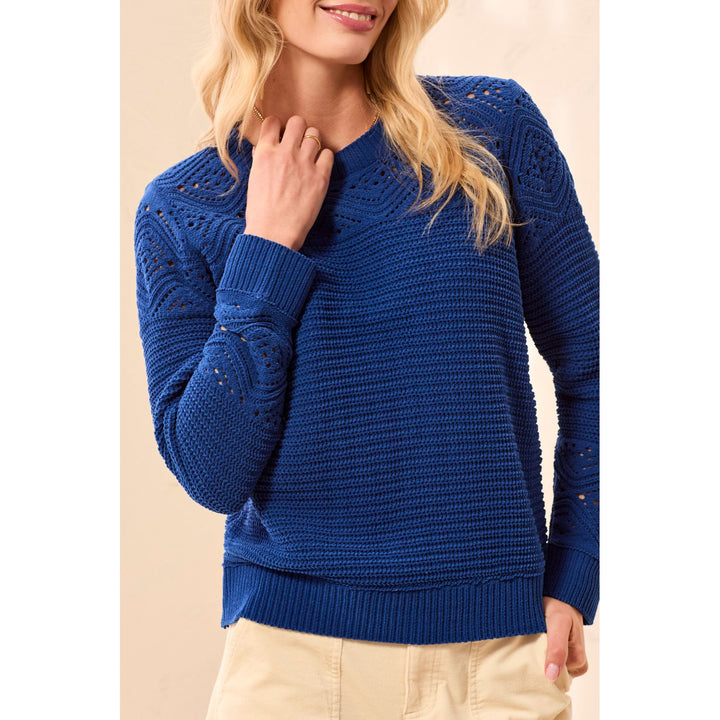 L/S Crew Neck Sweater w/ Pointelle