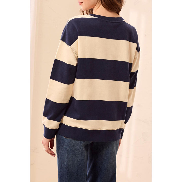 Embroidered Heart Drop Shoulder Cotton Pullover