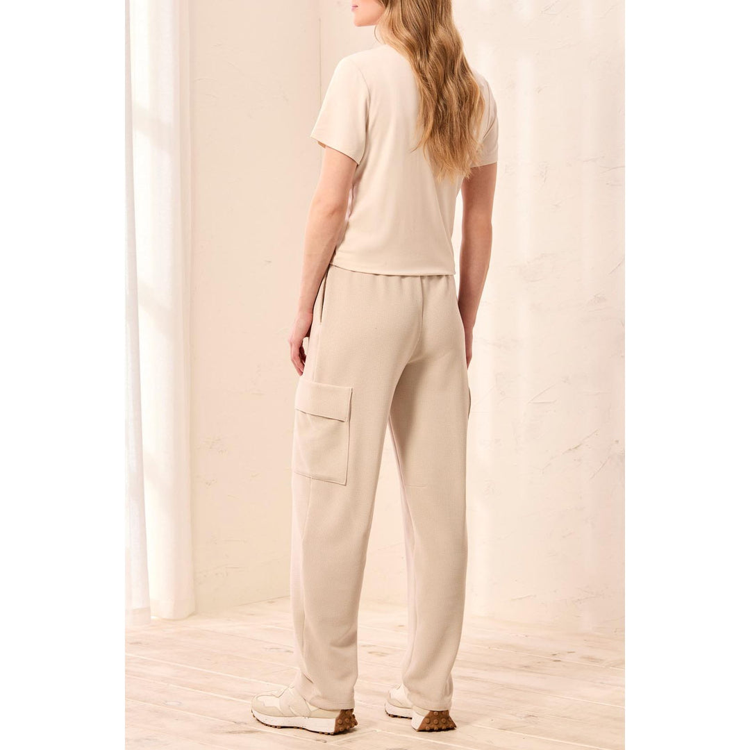 Waffle Knit Elastic Waist Cargo Jogger