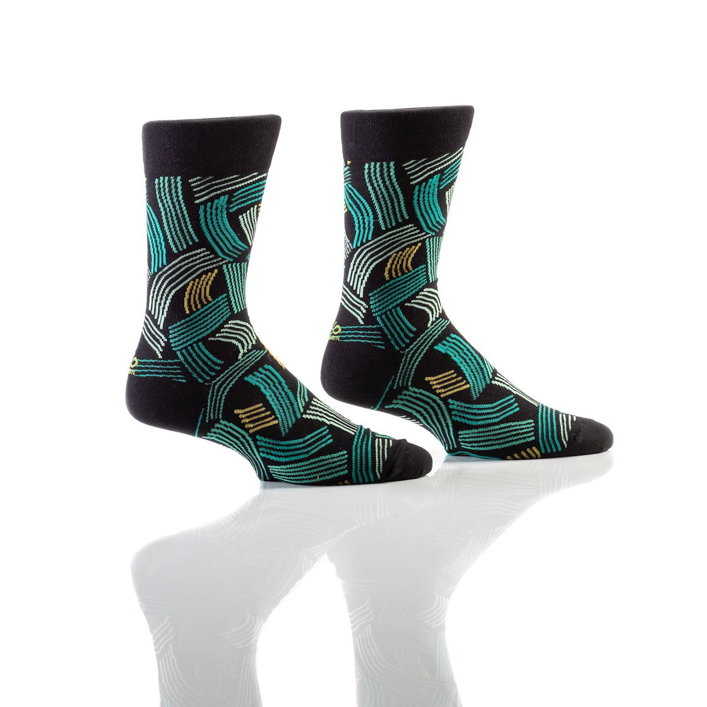 Men's Crew Sock, Green Abstract