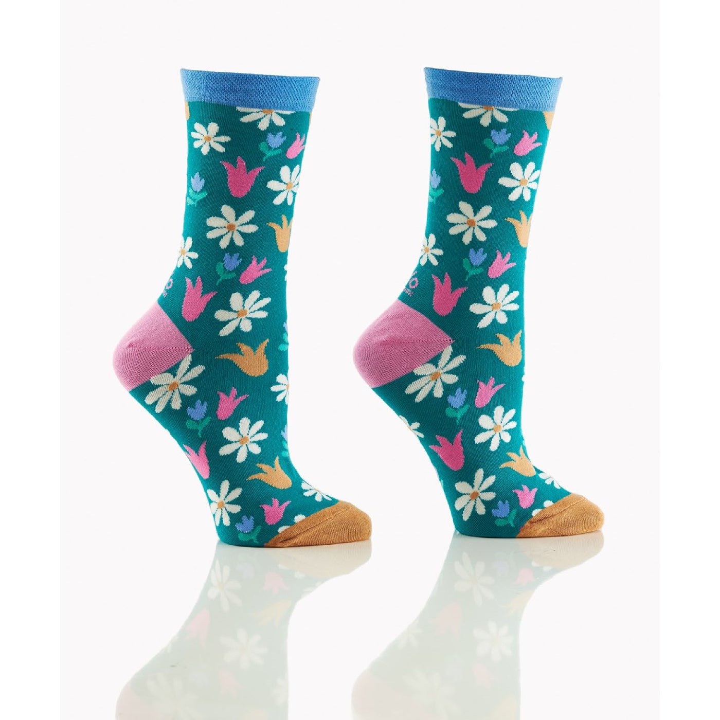 Chaussettes ras du cou pour femmes, fleurs foncées 