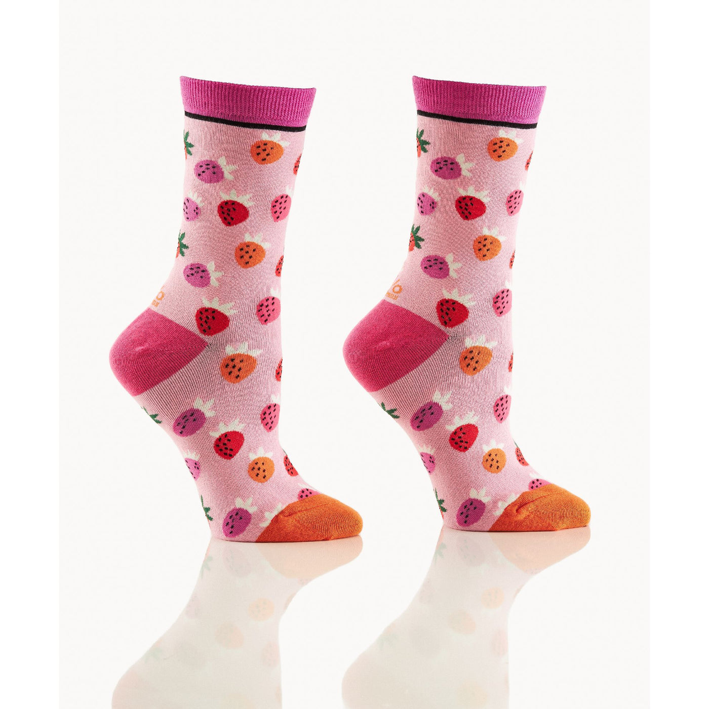 Chaussettes mi-mollet pour femmes, fraises 