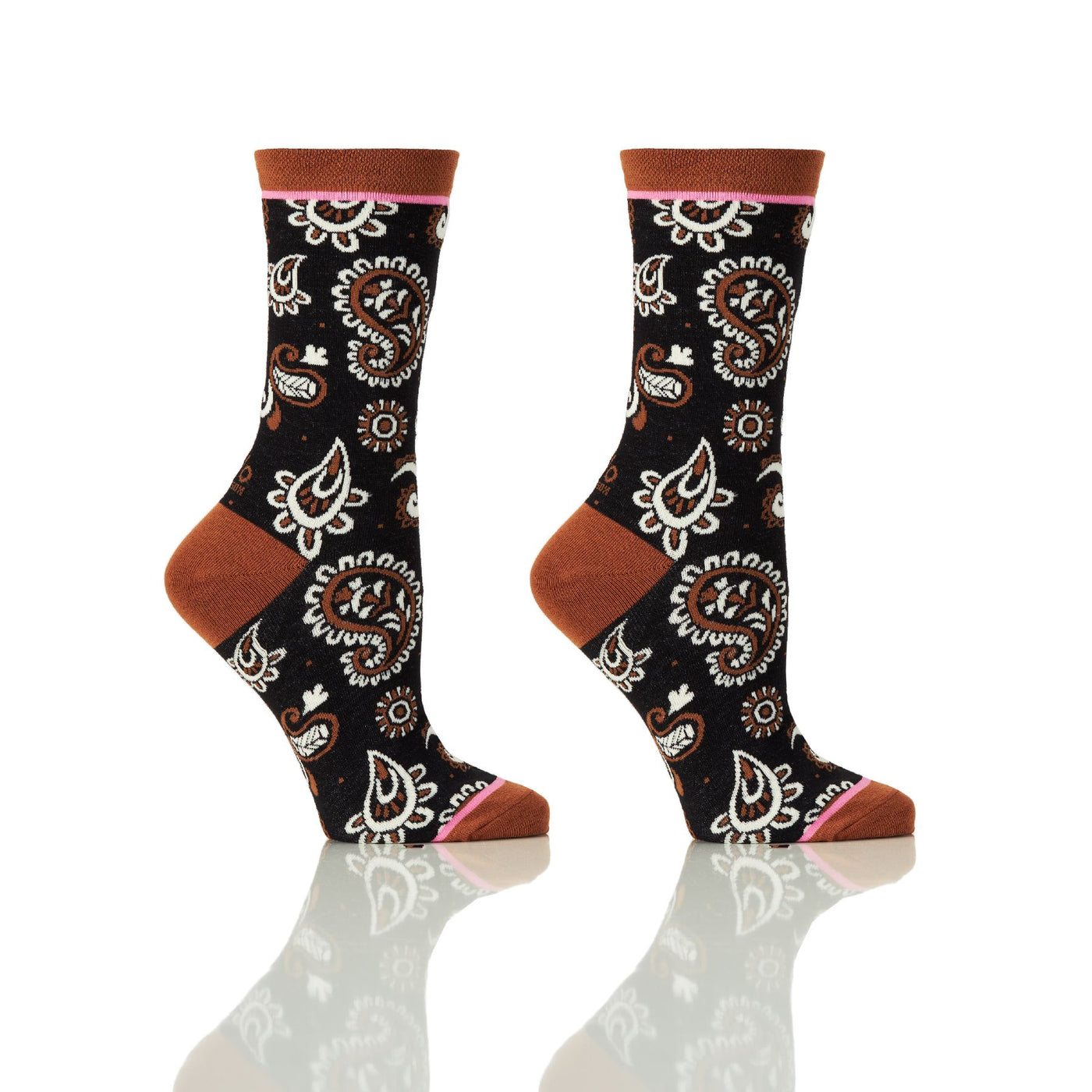 Women's Crew Sock, Neutral Paisley