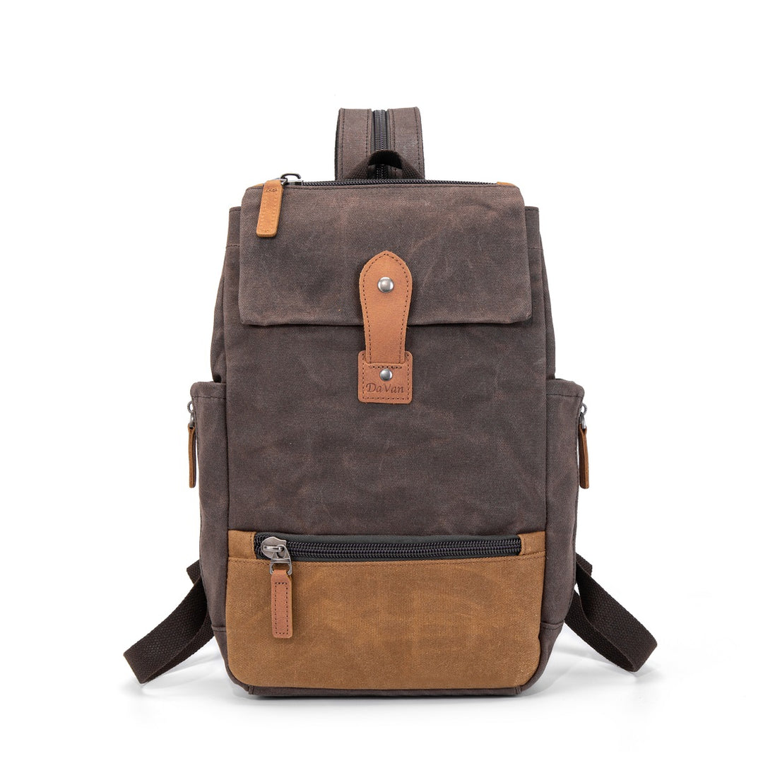 Sac à dos vintage en toile cirée avec fermeture à rabat, 9 litres Sac à dos vintage en toile cirée avec fermeture à rabat, 9 litres