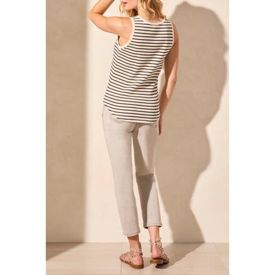 Striped Cotton Henley Tank