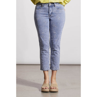 Audrey Embroidered Straight Crop Jean