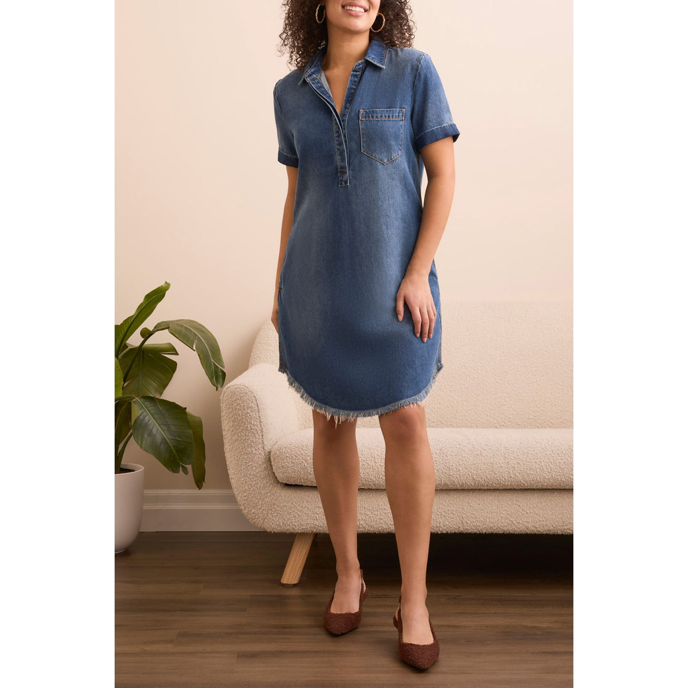 Flowy Lyocell® Pop Over Shirt Dress