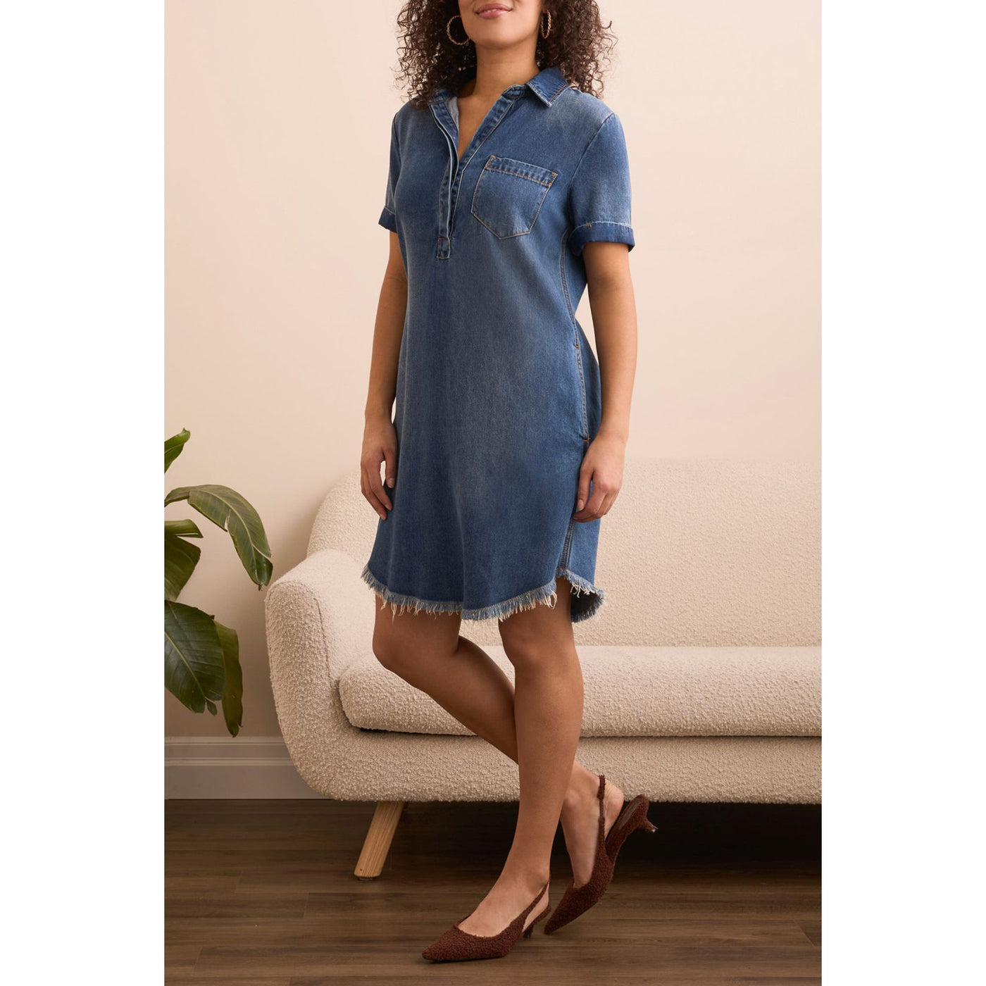 Flowy Lyocell® Pop Over Shirt Dress