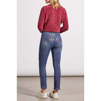 Pantalon Sophia Slim Ankle avec revêtement en or rose