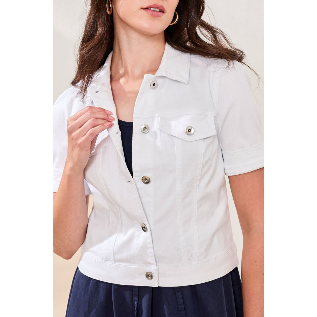 Comfort Stretch Elbow-Sleeve Denim Jacket