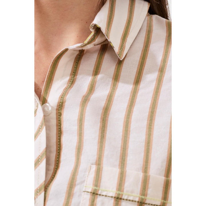 Poplin Double Stripe Roll-Up Sleeve Shirt