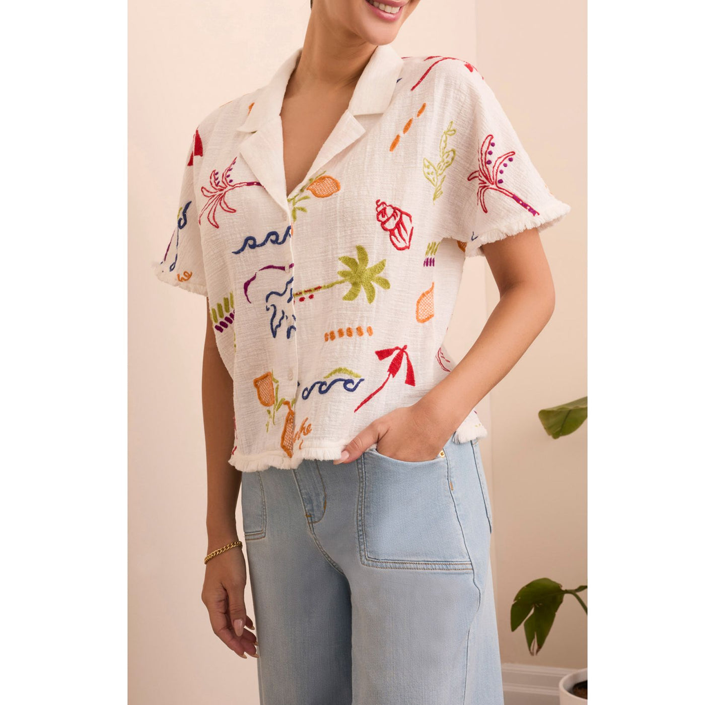 Blouse w/ Fringe Detail