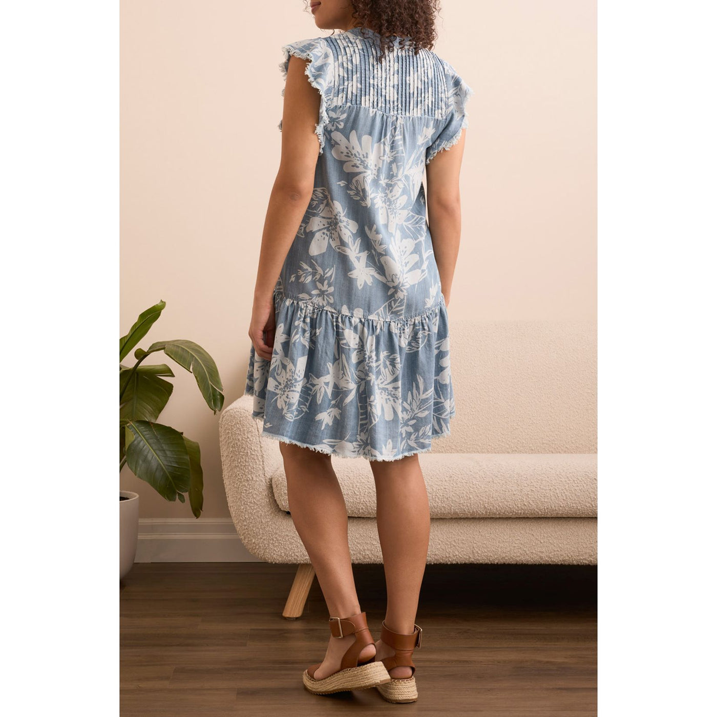 Ruffle Sleeve Button Down Dress