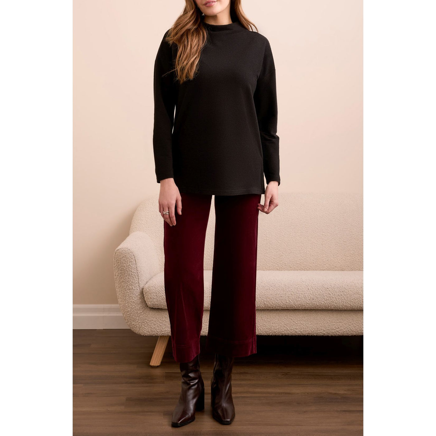 Funnel Neck Tunic w/ Side Slit