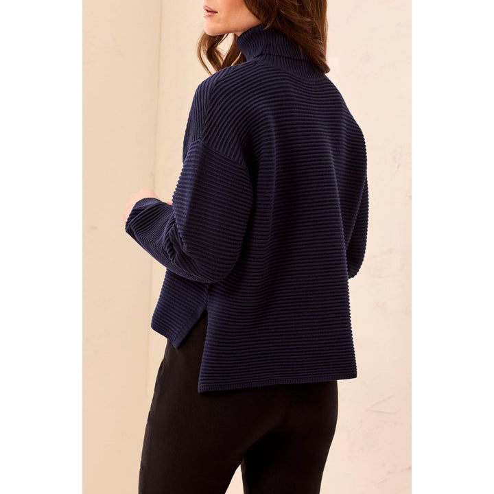 T-Neck High Low Sweater w/ Side Slits