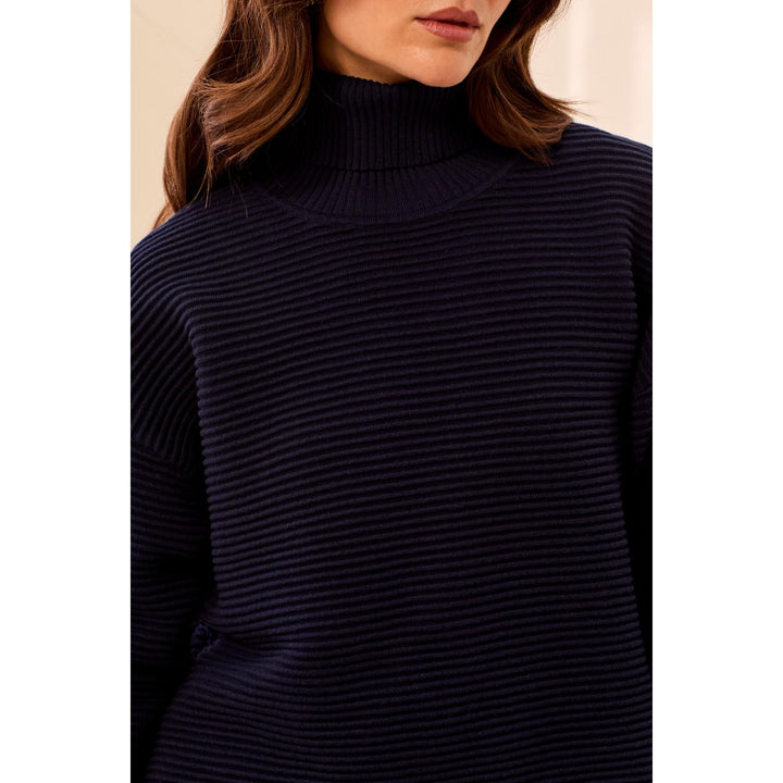 T-Neck High Low Sweater w/ Side Slits