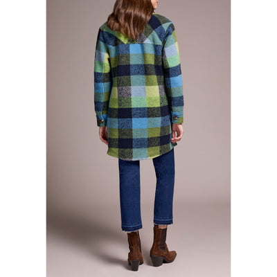 Knit Plaid Notch Collar Shacket