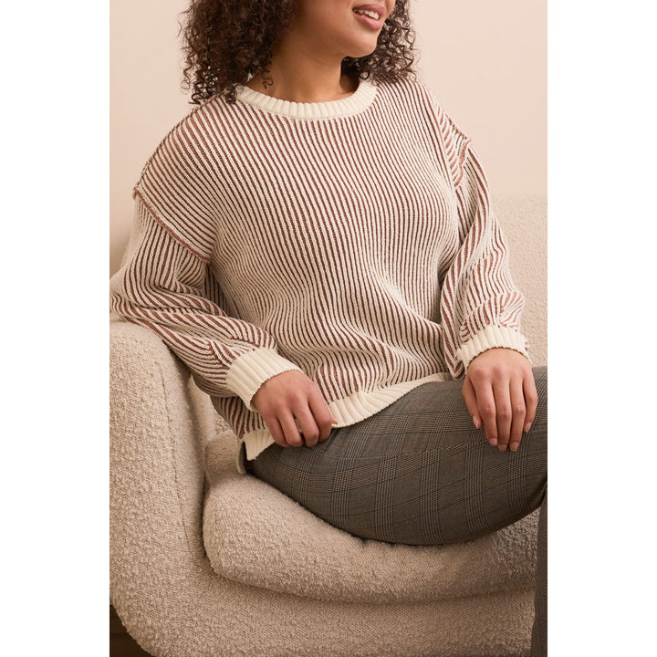 Crew Neck Sweater w/ Side Slit