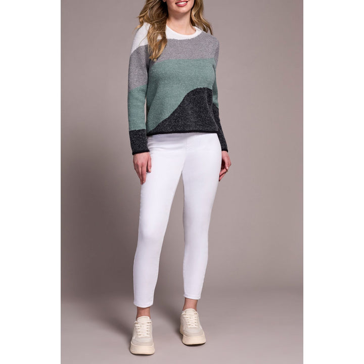 Pull ras du cou en tricot double pelucheux